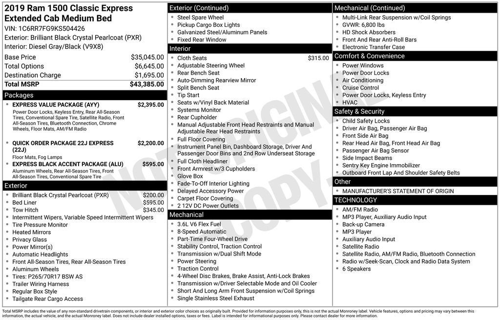 2019 RAM 1500 Classic Express Quad Cab 4x4 6'4" Box