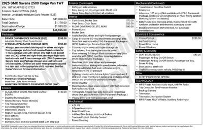 2025 GMC Savana Cargo Work Van