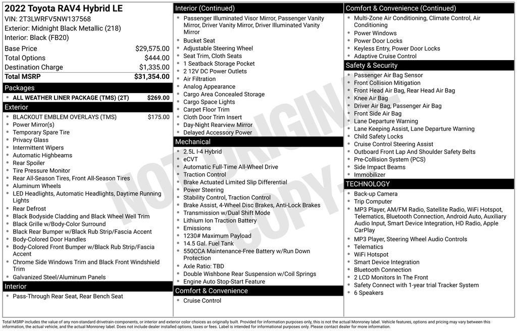 2022 Toyota RAV4 Hybrid LE