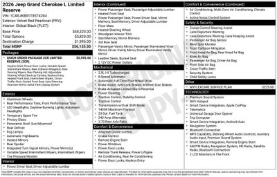 2026 Jeep Grand Cherokee L Limited Reserve