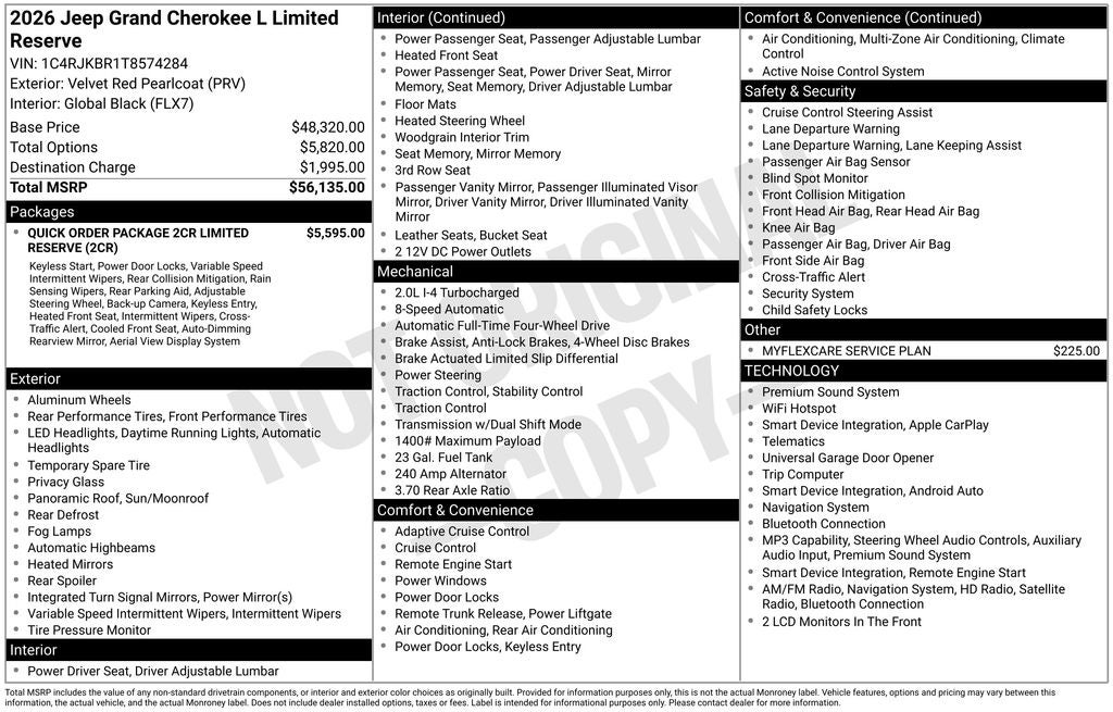 2026 Jeep Grand Cherokee L Limited Reserve