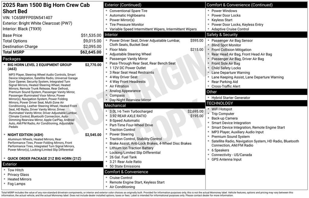 2025 RAM 1500 Big Horn/Lone Star