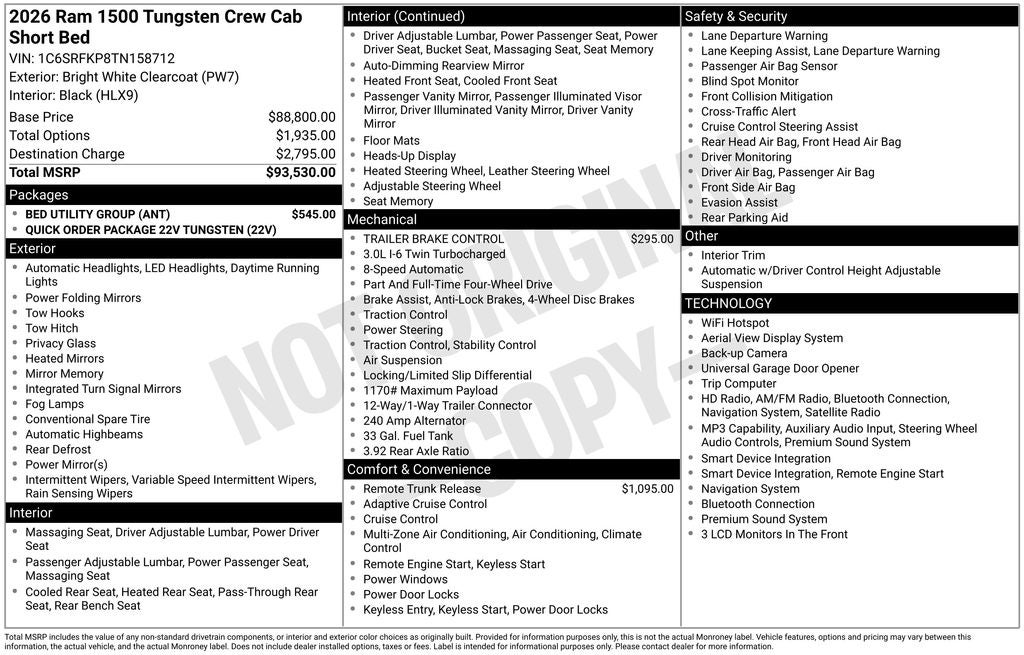 2026 RAM 1500 Tungsten