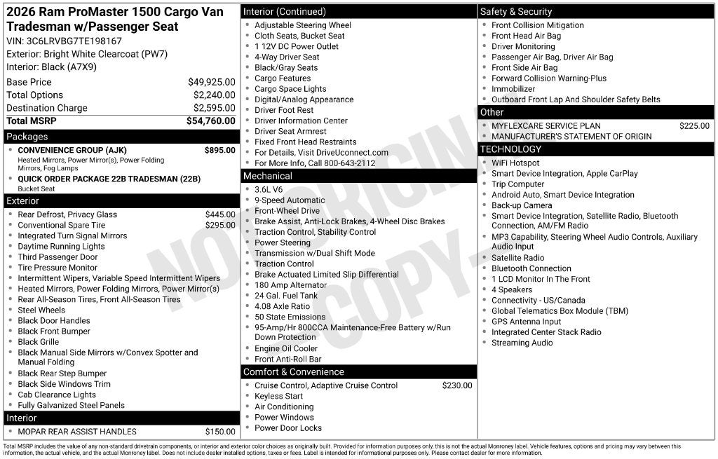 2026 RAM ProMaster 1500 Base