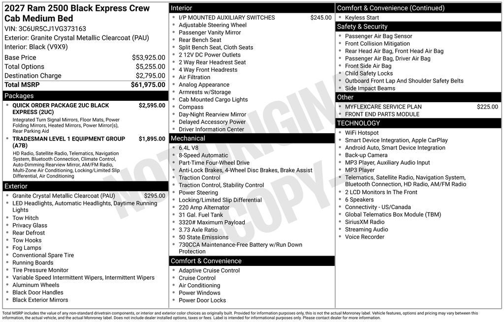 2027 RAM 2500 Black Express