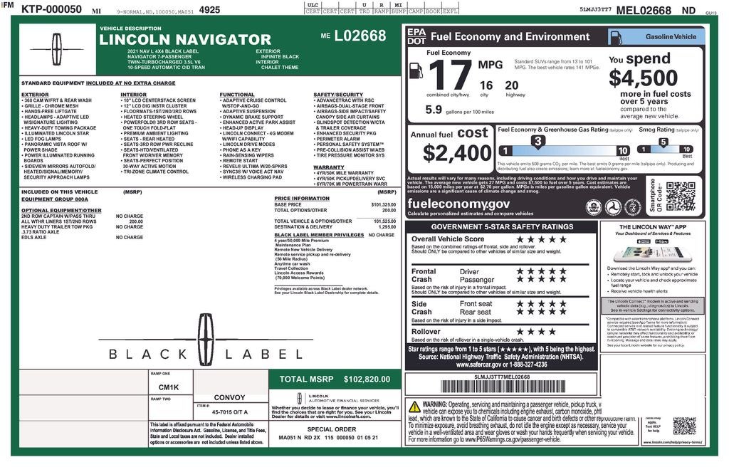 2021 Lincoln Navigator L Black Label