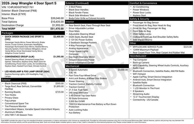 2026 Jeep Wrangler Sport S