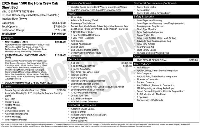 2026 RAM 1500 Big Horn/Lone Star