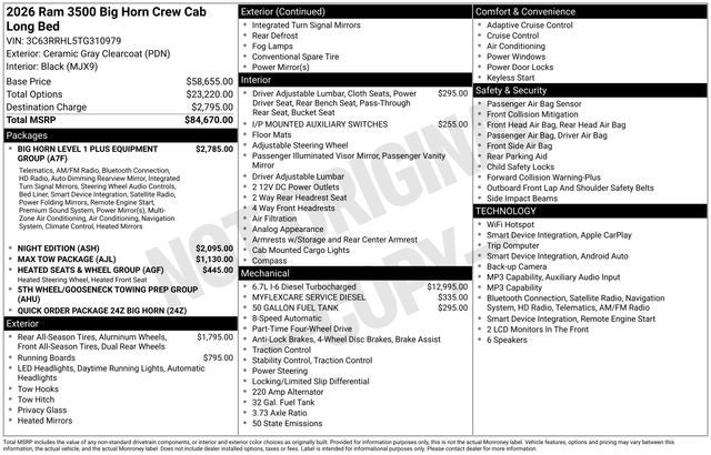 2026 RAM 3500 Big Horn