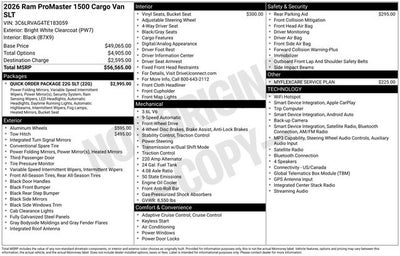 2026 RAM ProMaster 1500 Low Roof