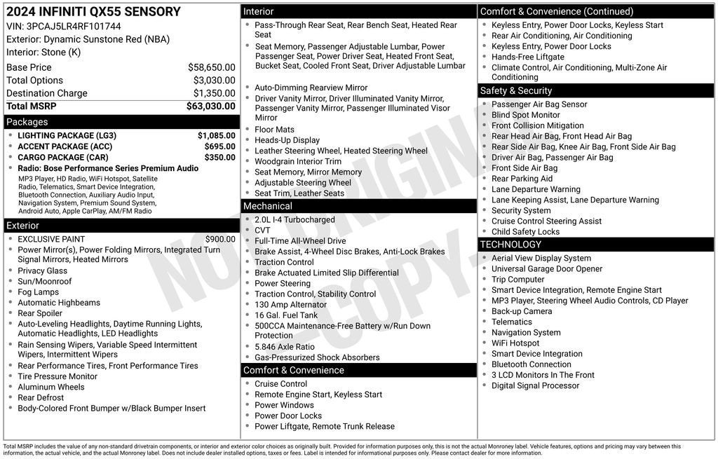 2024 INFINITI QX55 SENSORY AWD